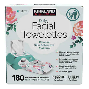 Kirkland Signature Daily Facial Towelettes, 180-Count