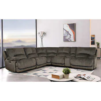 Redding 6-Piece Fabric Power Reclining Sectional with Power Headrest