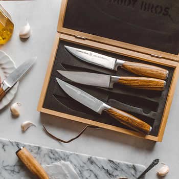 Schmidt Brothers Cutlery Zebra Wood 4-Piece Steak Knife Set