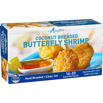 Aqua Star Coconut Breaded Butterfly Shrimp, Clean Tail, 16-20-Count, 2.5 lbs