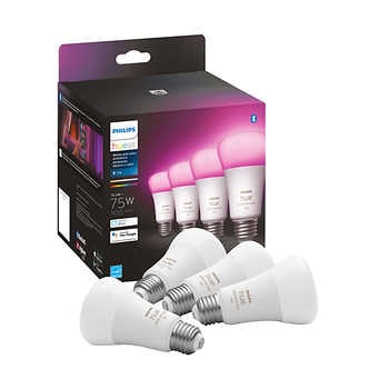 Philips Hue 75W White and Color Ambiance A19, 4-Pack