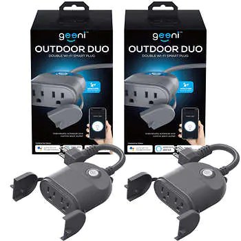 Geeni Smart Wi-Fi Dual Outdoor Plug, 2-Pack