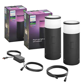 Philips Hue Calla White and Color Ambiance Outdoor Pathway Light Base Kit Plus Extension
