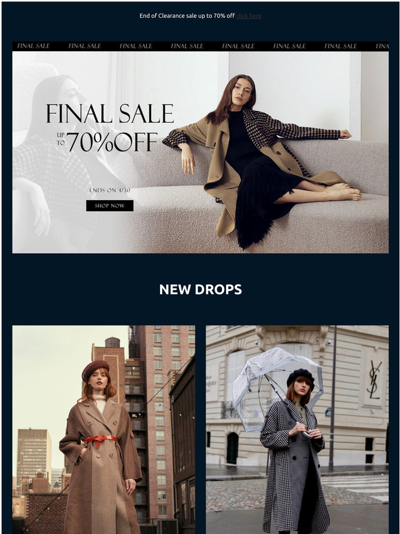 NEW DROPS UP TO 70% OFF Additional 15% off sitewide Code:New15