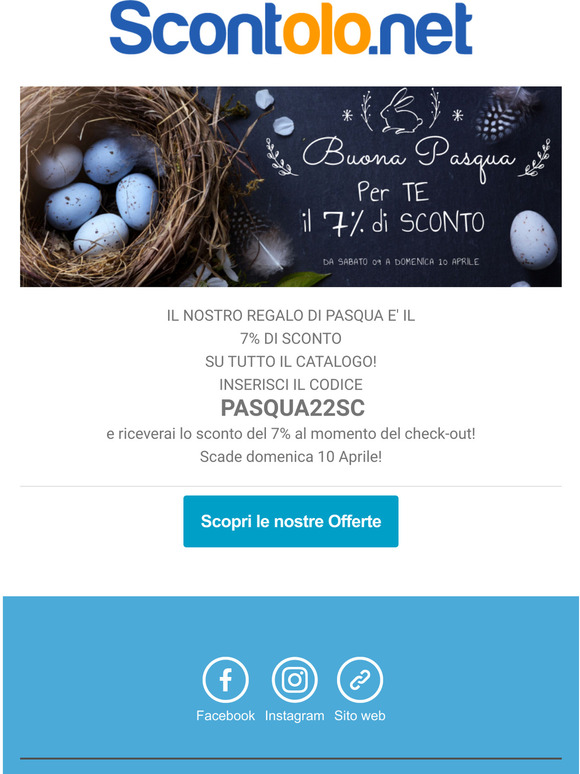 BUONA PASQUA PER TE 7% DI SCONTO