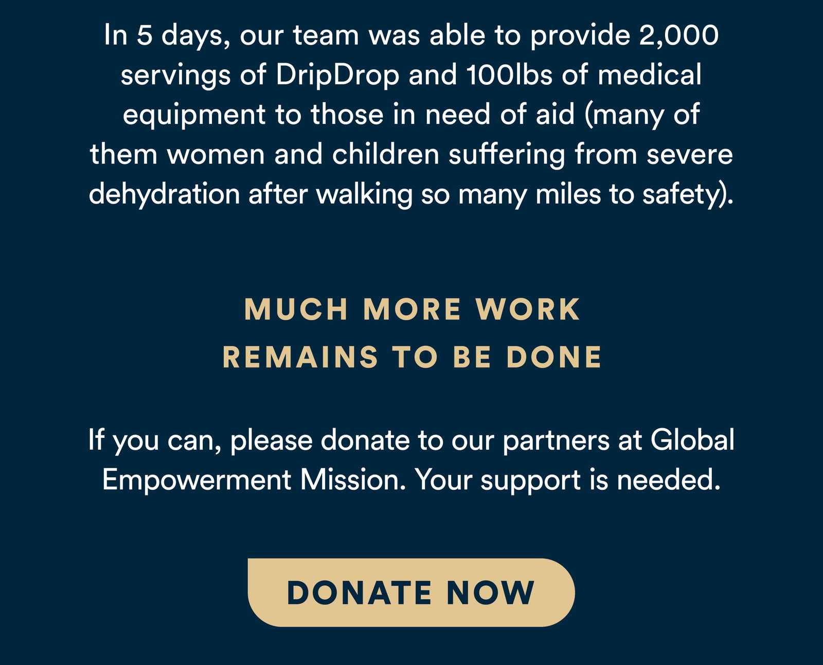 If you can, please donate to our partners at Global Empowerment Mission. Your support is needed. 