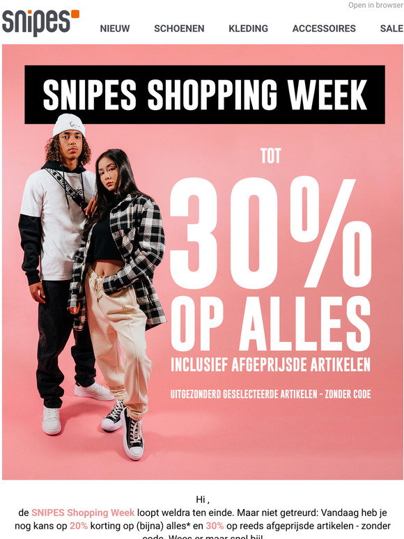 snipes.nl: Up to 30% off: SNIPES Shopping Week 2022 | Milled