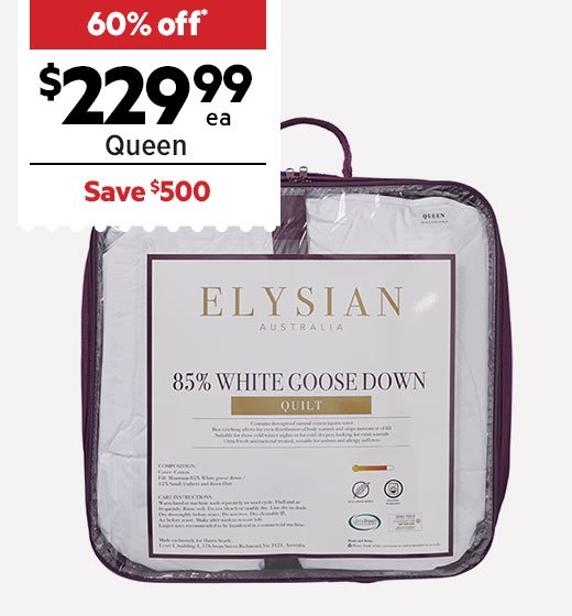 ELYSIAN 85% WHITE GOOSE DOWN & 15% FEATHER QUILT
