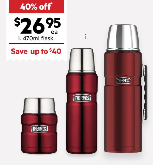 40% OFF THERMOS KING STAINLESS STEEL INSULATED FLASKS