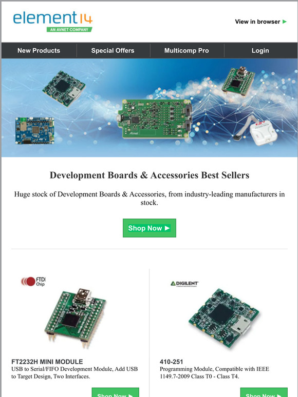 Explore Development Boards & AccessoriesBest Sellers at element14!