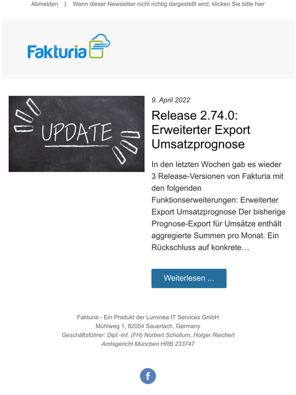 Release 2.74.0: Erweiterter Export Umsatzprognose