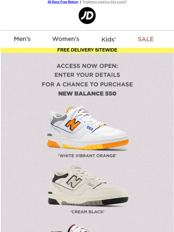 JD Sports New Balance 550 Access Now Open! Milled