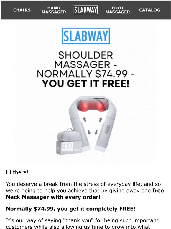 We're giving away FREE neck massagers!