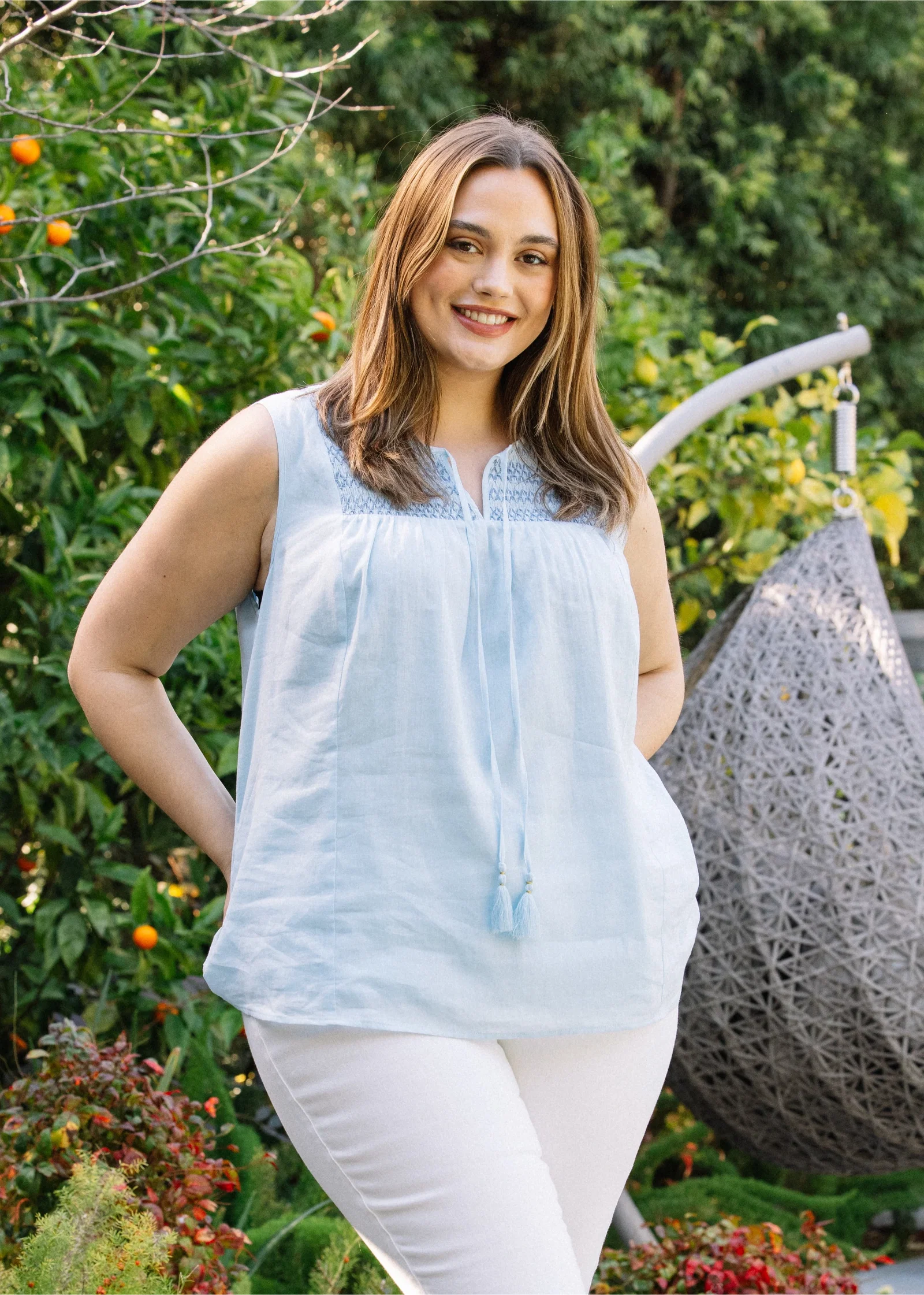 Image of Valeria Smocked Sleeveless Tank (Plus Size)