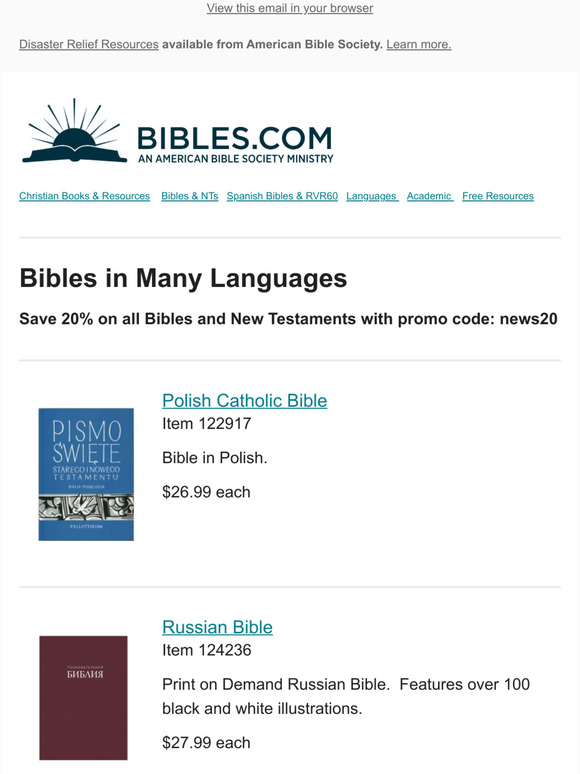 bibles.com: Bibles in Many Languages - Enjoy 20% savings | Milled