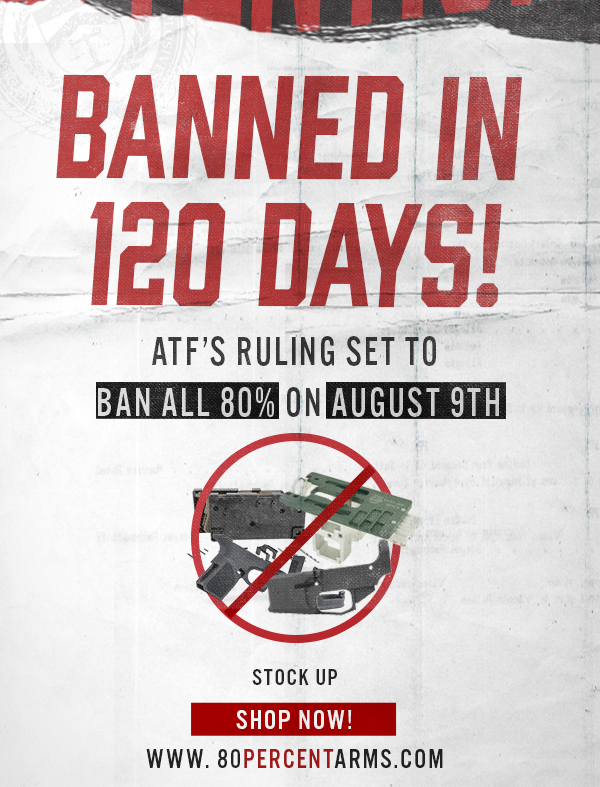 80 Arms BANNED IN 120 DAYS 80 LOWERS & JIGS Milled