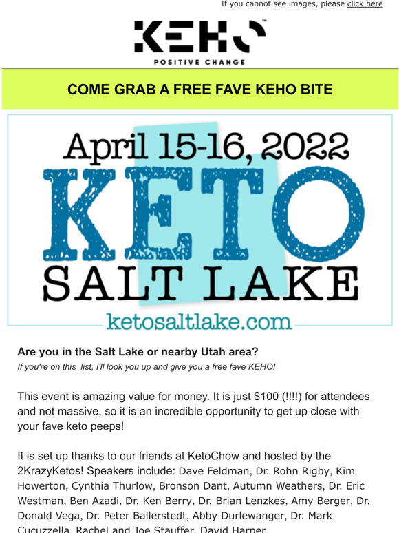 Come meet KEHO at Keto Salt Lake!
