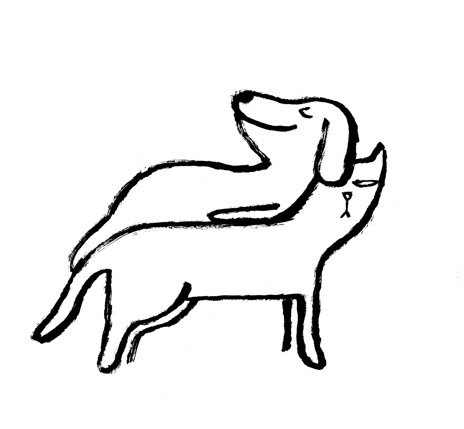 Illustration of dog lying on top of cat