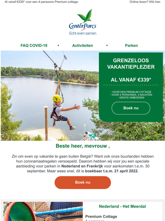 Center Parcs: Speciale Aanbieding Voor Onze Parken In Nederland En ...