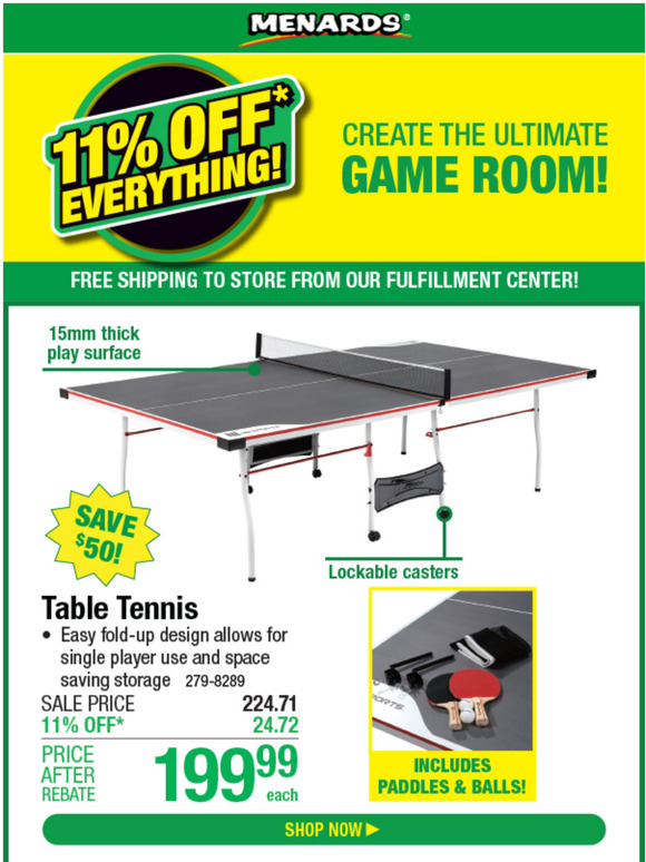 Menards Create The Ultimate Game Room With 11 OFF*! Milled
