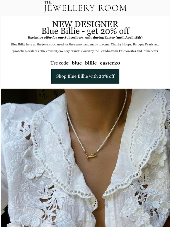 Get 20% off Blue Billie - New Designer