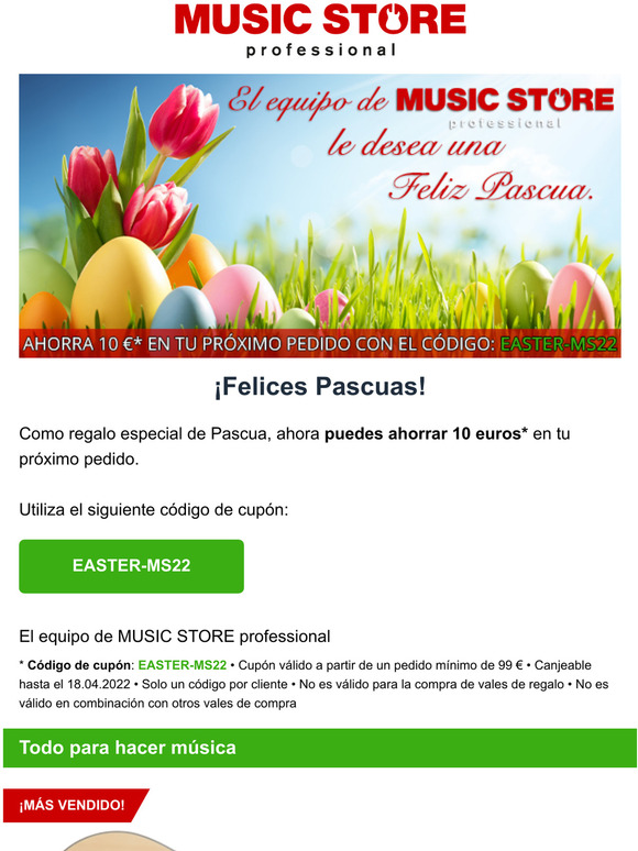 10  gratis*! Feliz Pscoa da sua equipa da MUSIC STORE