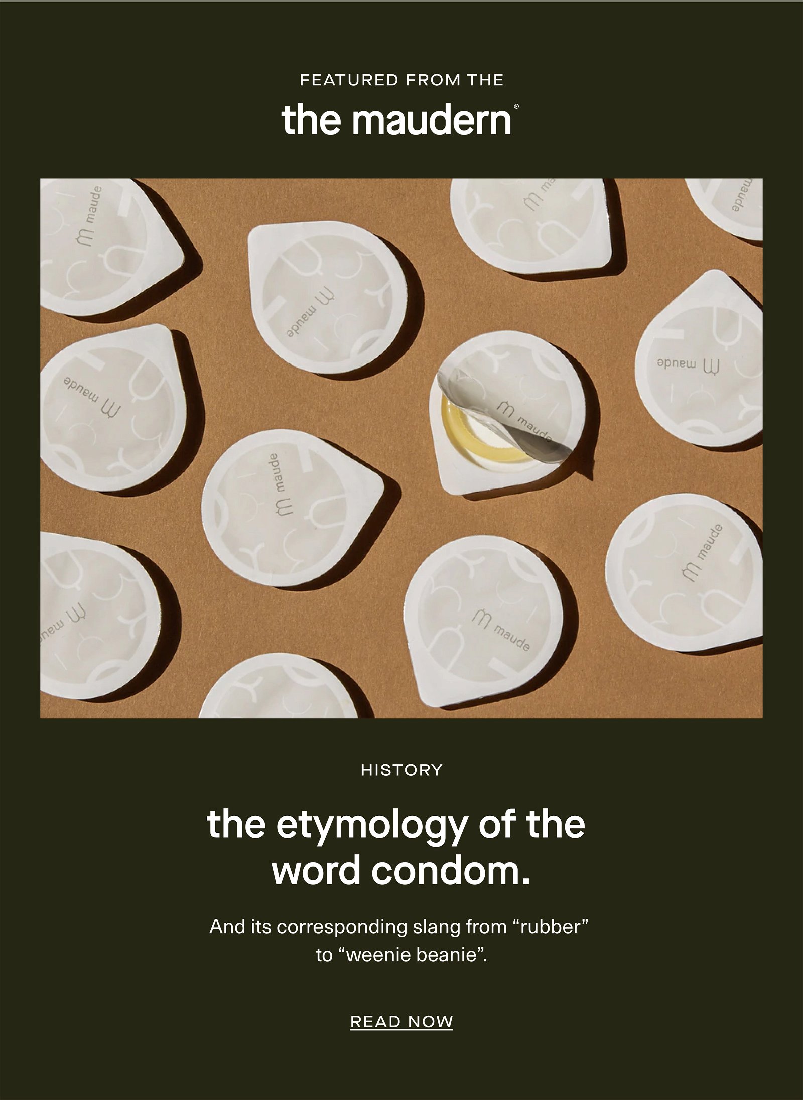 Etymology of the word condom.