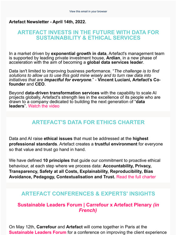 APRIL News | Artefact invests in the future with Data for Sustainability & Ethical Services