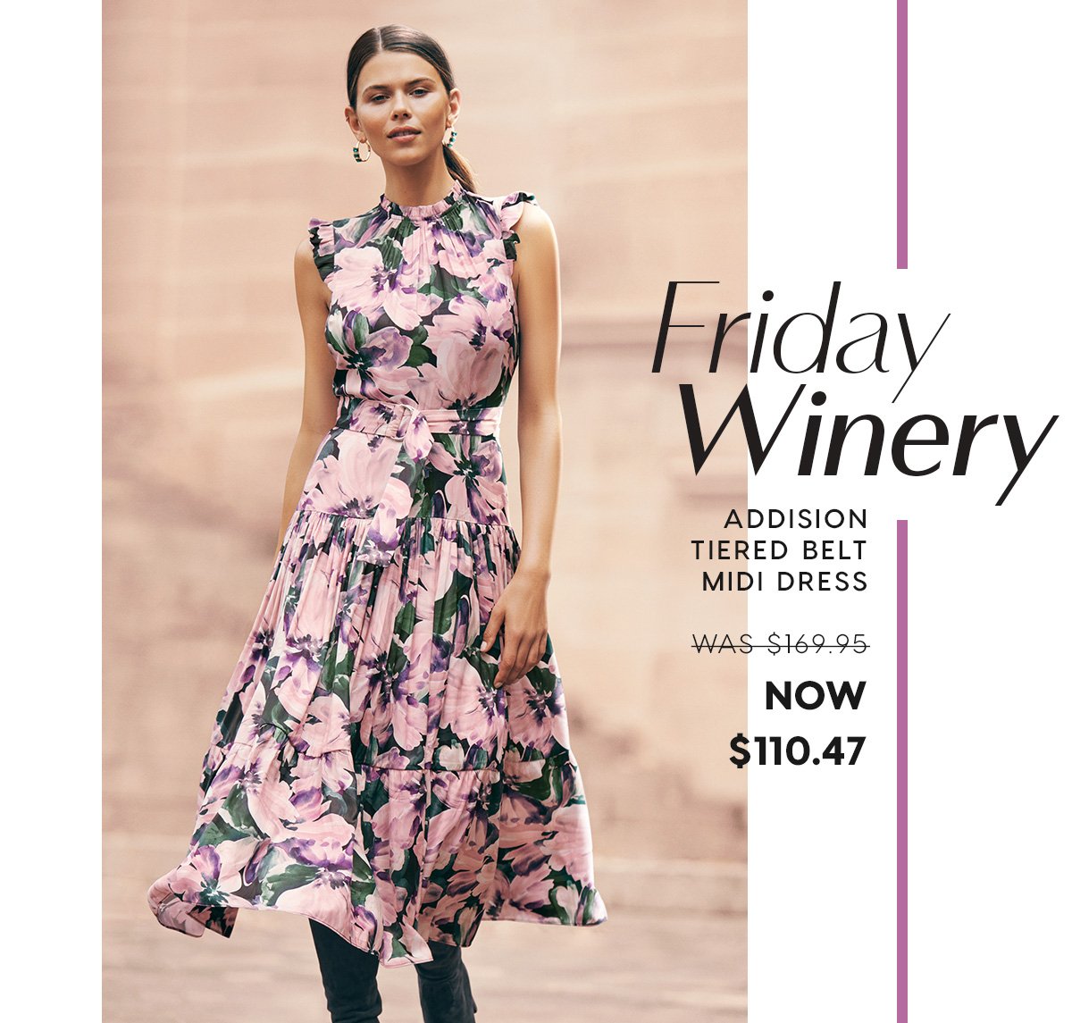 Friday Winery. Addision Tiered Belt Midi Dress  WAS $169.95 NOW $110.47