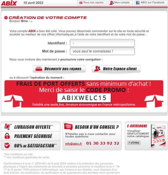 Votre compte ABIX.fr est activ