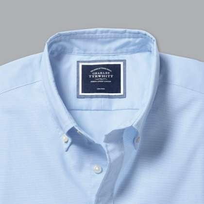 Button-Down Collar Non-Iron Stretch Poplin Shirt - Sky