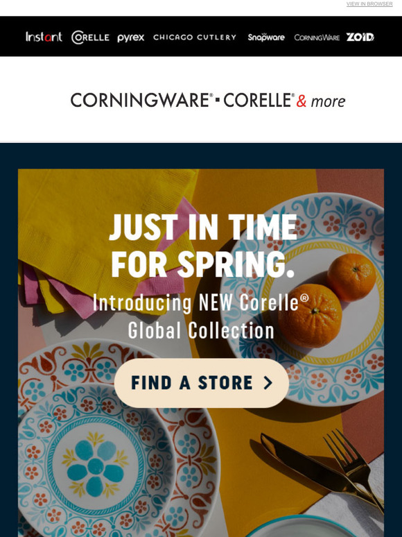 Corningware Corelle & More Outlets Introducing NEW Corelle Global