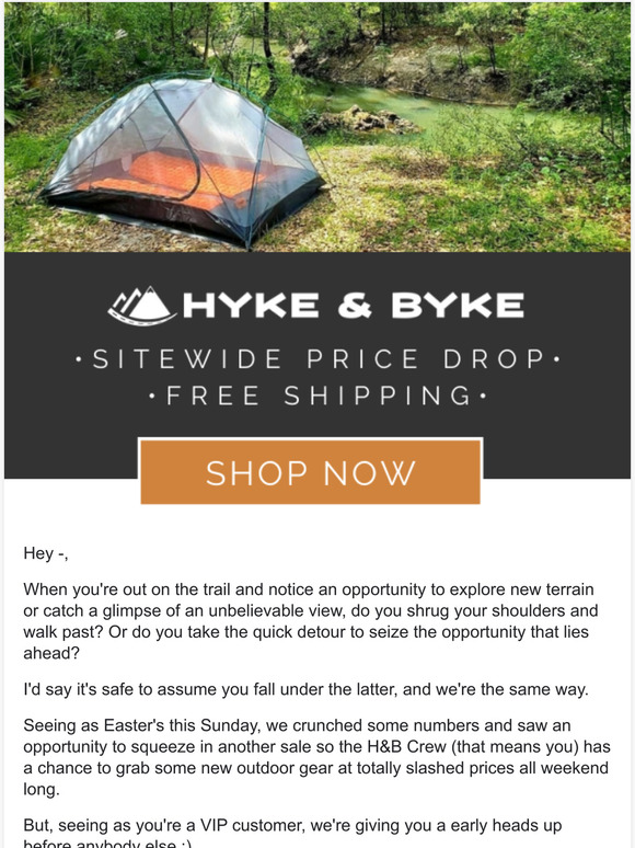 Hyke and byke clearance tents