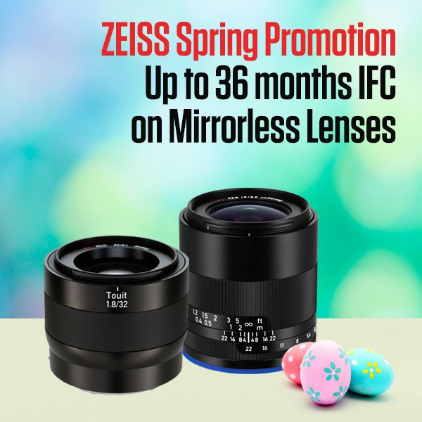 Zeiss Spring Promotion up to 36 months IFC on Mirrorless Lenses