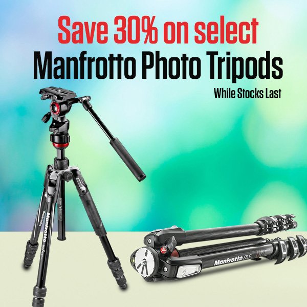 Save 30% on select Manfrotto Photo Tripods
