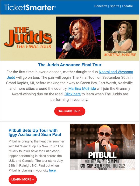  The Judds, Pitbull, & Five Finger Death Punch Plot New Tours