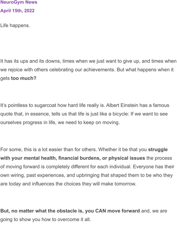 Life is Like Riding a Bicycle: To Keep Your Balance, You Must Keep Moving