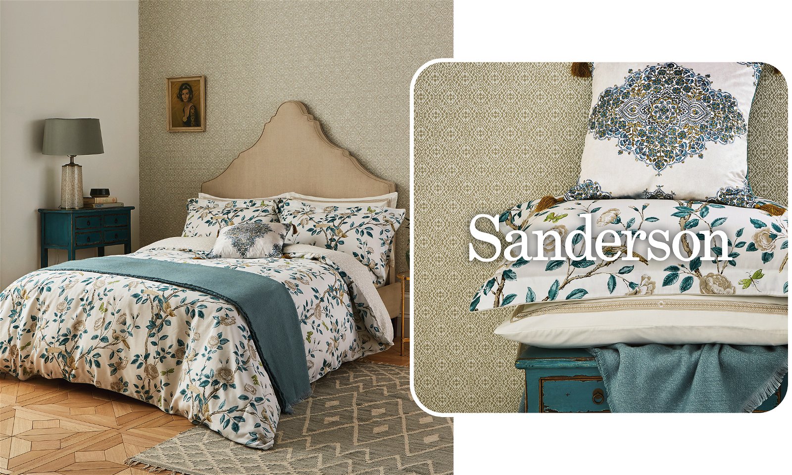 Sanderson Andhara Bedding in Teal & Cream