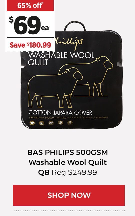 BAS PHILIPS 500GSM WASHABLE WOOL QUILT QB