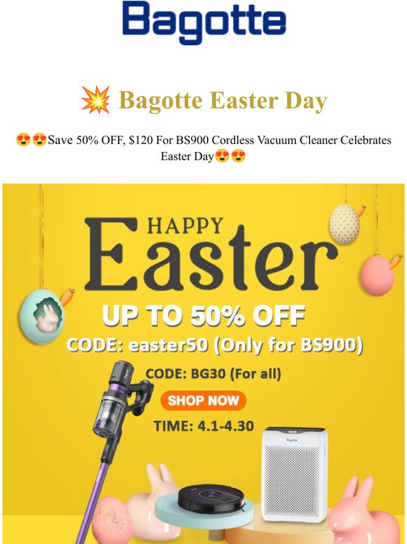 50% OFF For BS900 Cordless Vacuum Cleaner Celebrates Easter Day