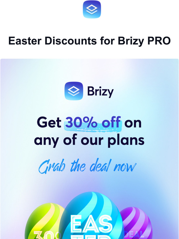Get 30% OFF on any Brizy PRO plan