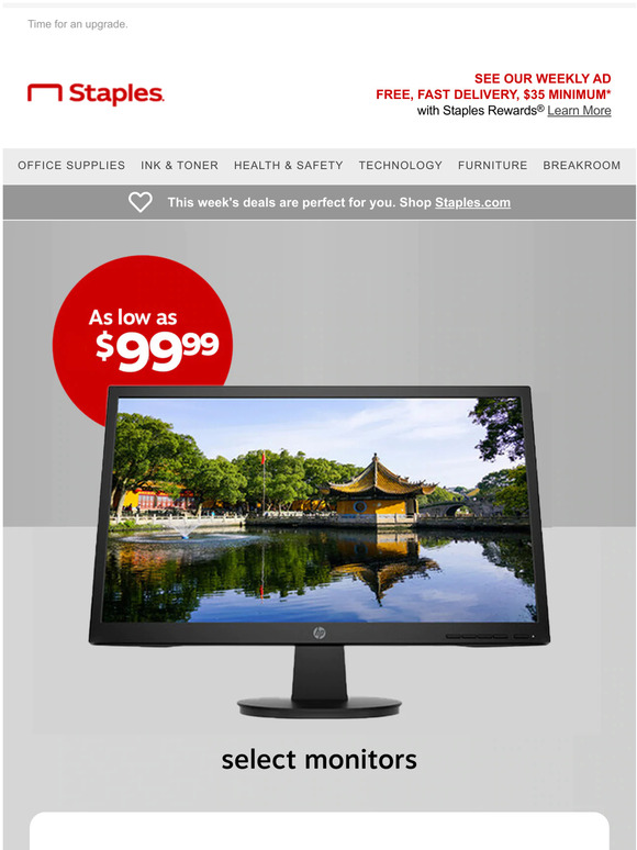 Staples Monitors as low as 99.99. Milled