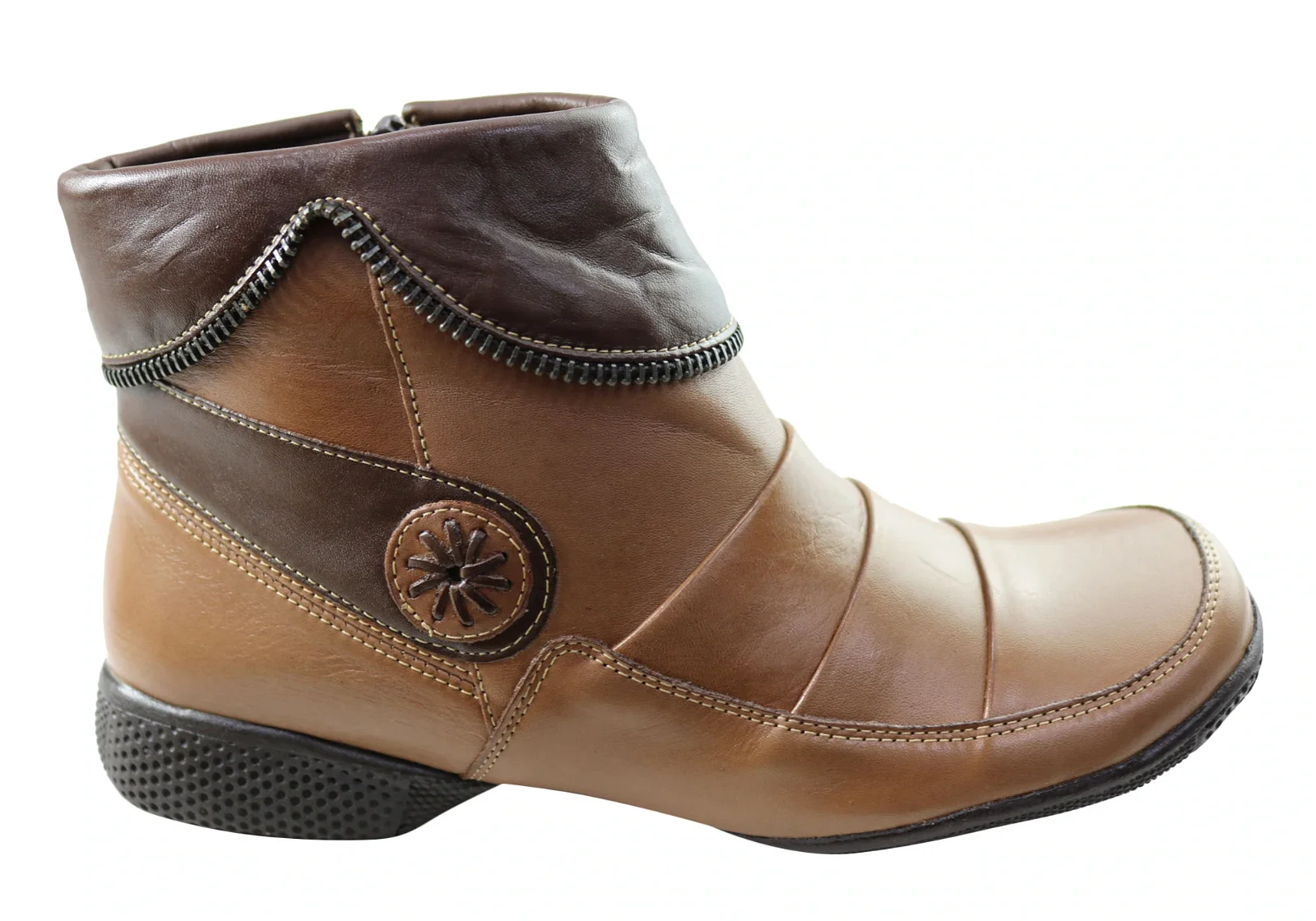 Image of J Gean Hunter Womens Comfortable Leather Ankle Boots Made In Brazil