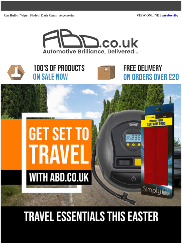 Automotive Travel Essentials From ABD.co.uk .....