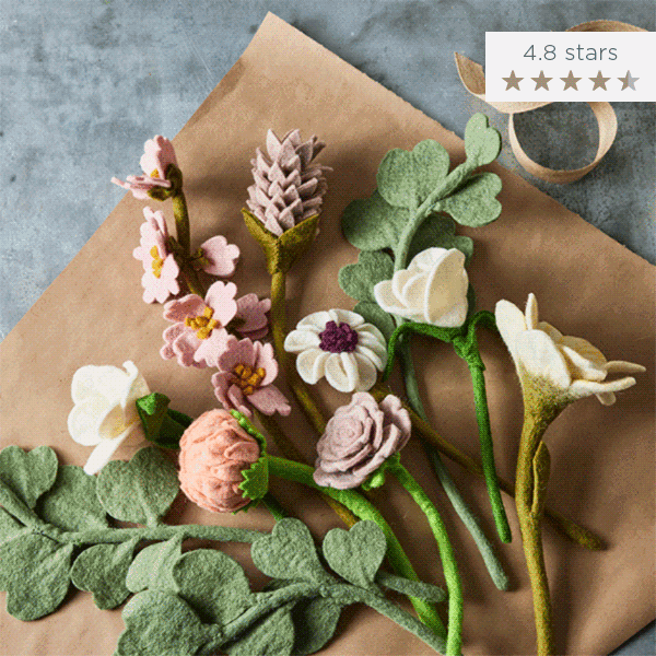 Handmade Felt Flowers & Eucalyptus Bouquets
