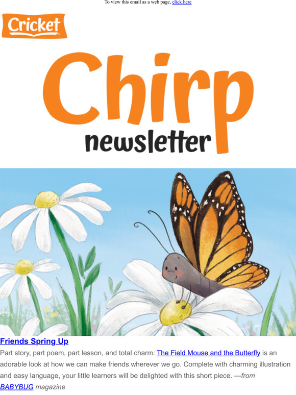 Chirp: Friends Sping Up, The Dirt on Dirt, Flower Activity, & More!
