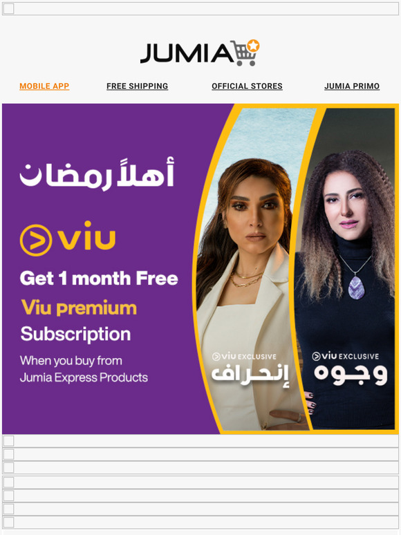 Jumia Egypt new Get 1 Month Free Subscription From Viu With Jumia Milled