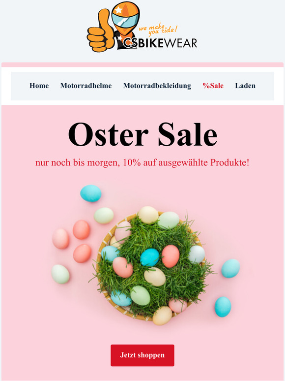 Erinnerung Oster SALE bei CS BikeWear