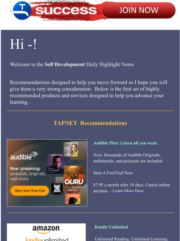 TAPNET Recommendations