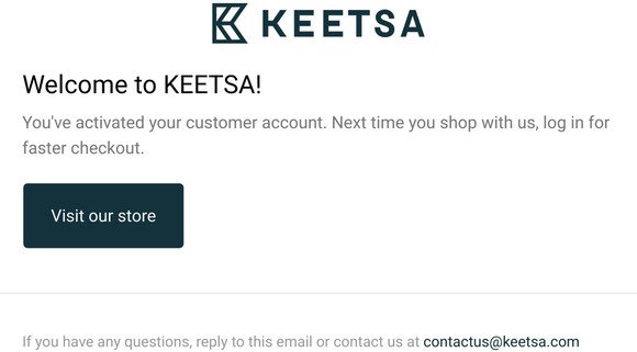 KEETSA | Customer account confirmation